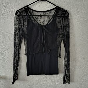 Black Lace Bolero Cardigan with Tank